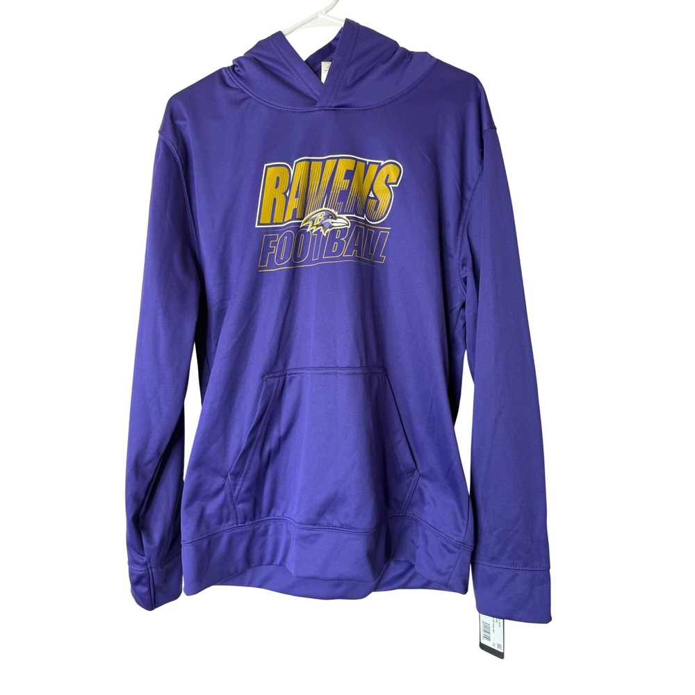 NFL Ravens Football Pullover Hoodie Kids XL 18/20 Purple Football Sportswear New